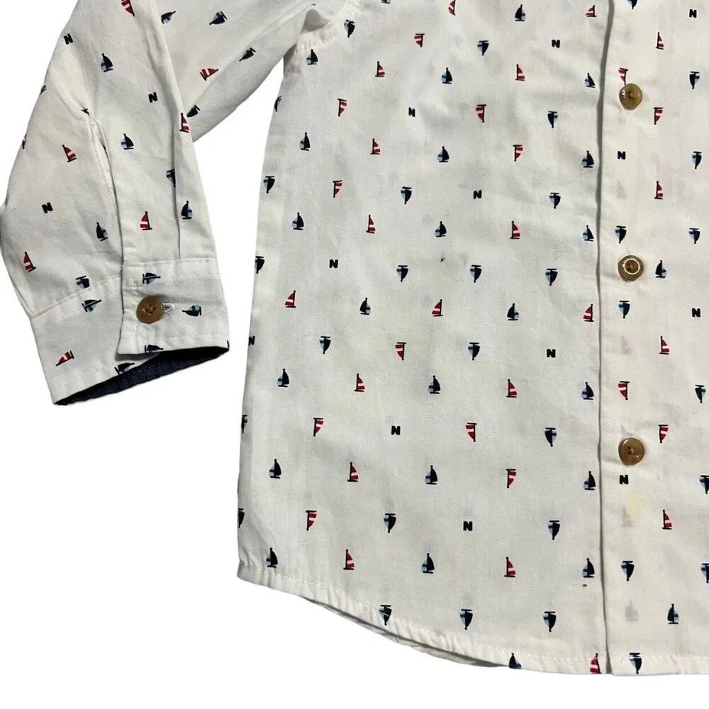 Nautica 4T Sailboat Button Down Shirt & Jogger Pants Set